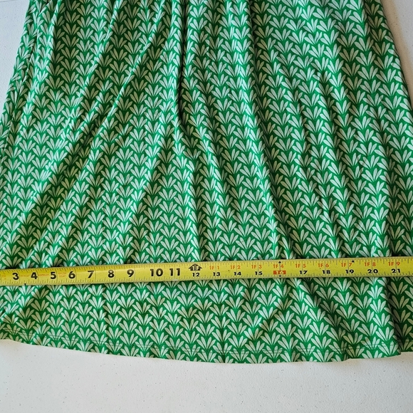 Boden Green A-Line Midi Stretch Dress Short Sleeve Crew Neck With Pockets - Picture 13 of 16